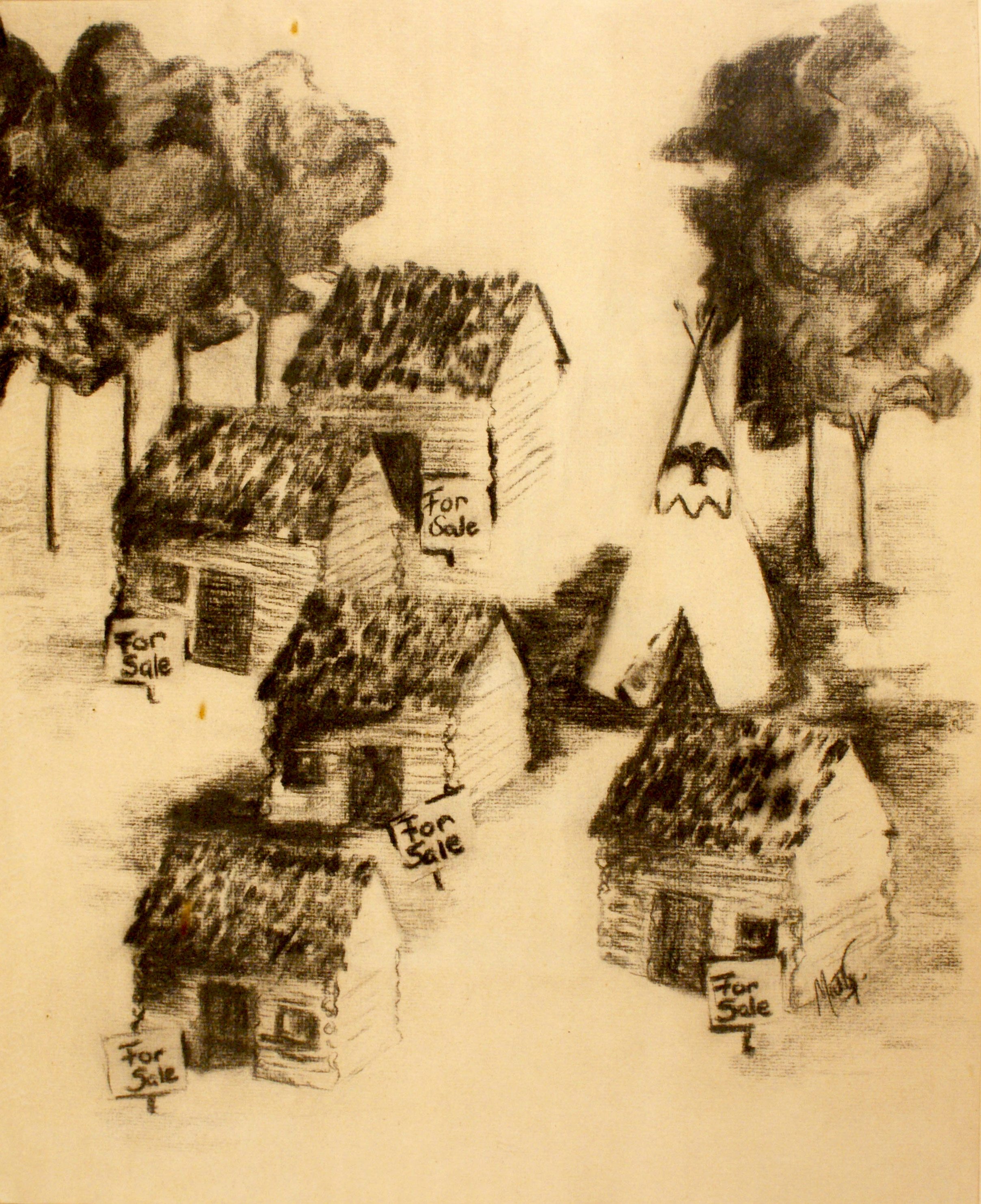 Changing Neighborhoods, 1960–1975 by Marty. Charcoal on paper. PJ2008.0254