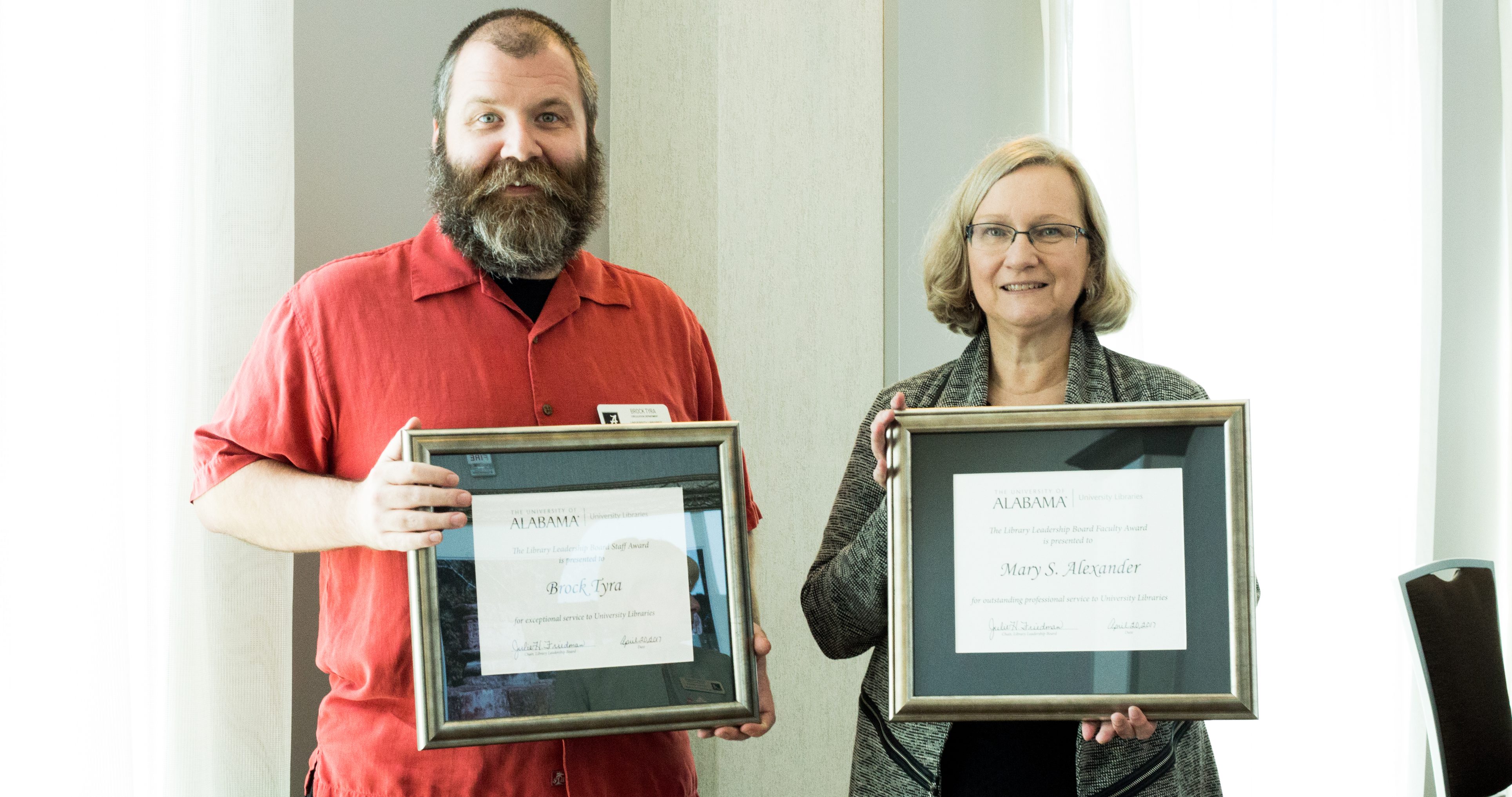 Two longtime Employees Win 2017 Library Leadership Faculty and Staff Awards