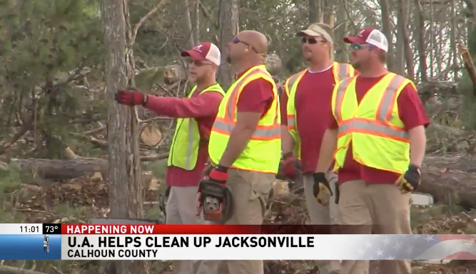 UA Crews Help with Jacksonville State Tornado Cleanup