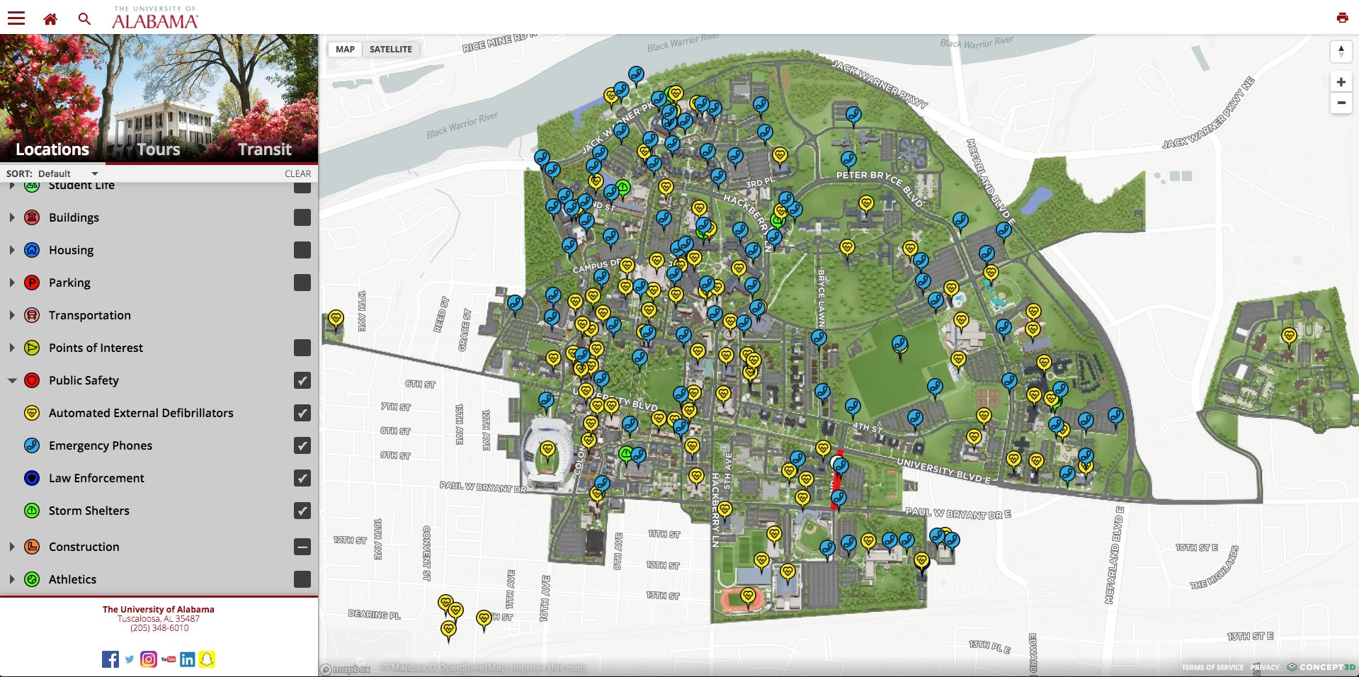 University Of Alabama Interactive Map Navigate Campus With Ease With New Interactive Campus Map – University Of  Alabama News | The University Of Alabama