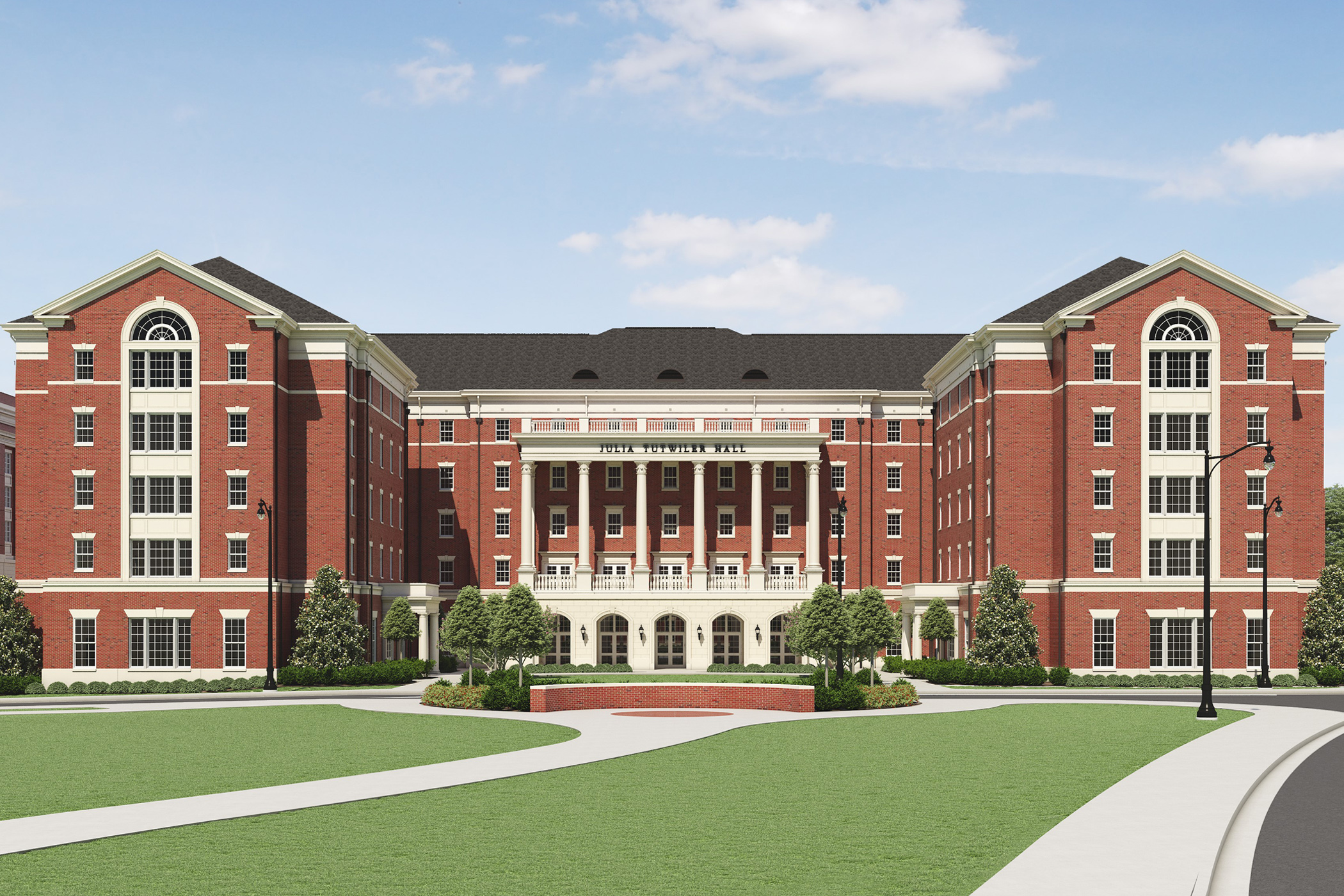 a rendering of the facade of the new Tutwiler Hall