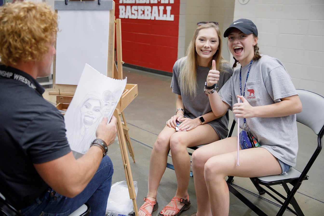 students get a caricature drawn