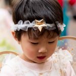 Small child wearing an angel costume