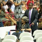 Autherine Lucy Foster and family at commencement