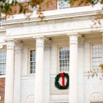 campus building with wreath