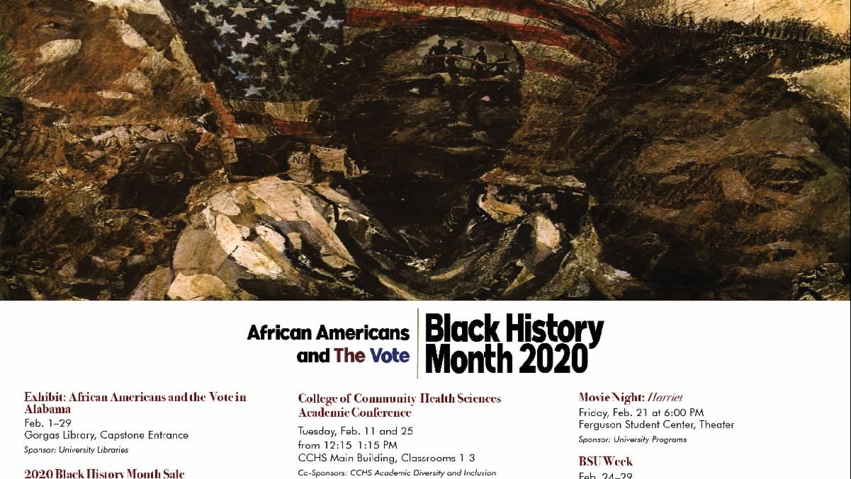 A calendar of events for UA's Black History Month 2020