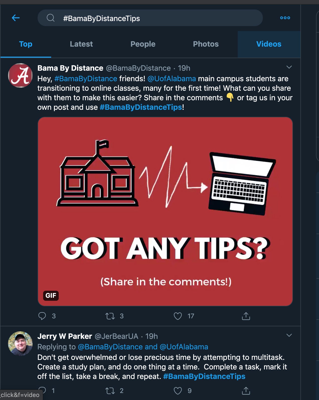 Bama By Distance Offers and Seeks Twitter Tips for Online Learning