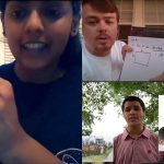 A collage of three video stills of students tutoring while facing the camera.