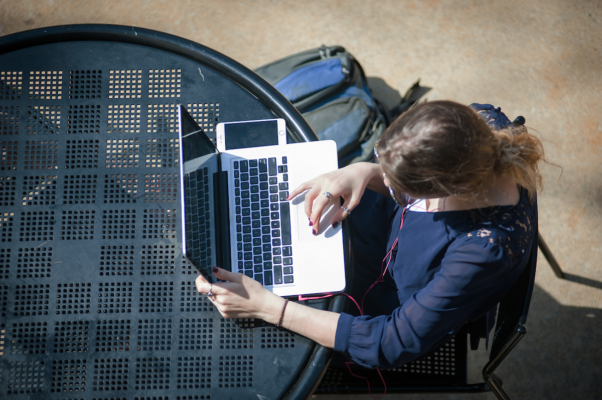 Woman working at laptop