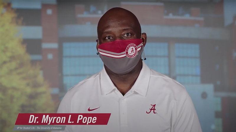 Screenshot of Dr. Pope in the video message