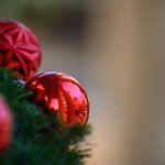 Close up of red Christmas balls
