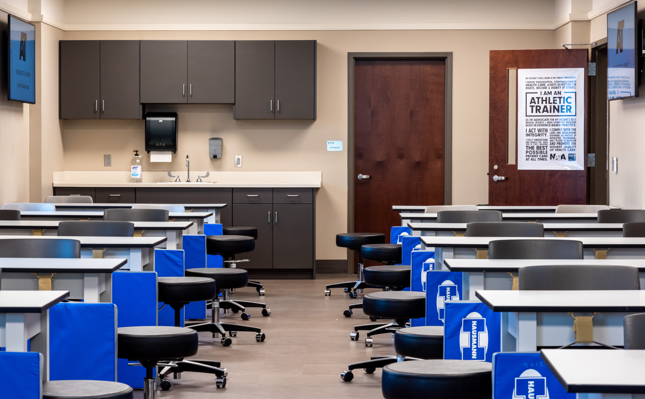 A classroom lab in the athletic training program's new facility