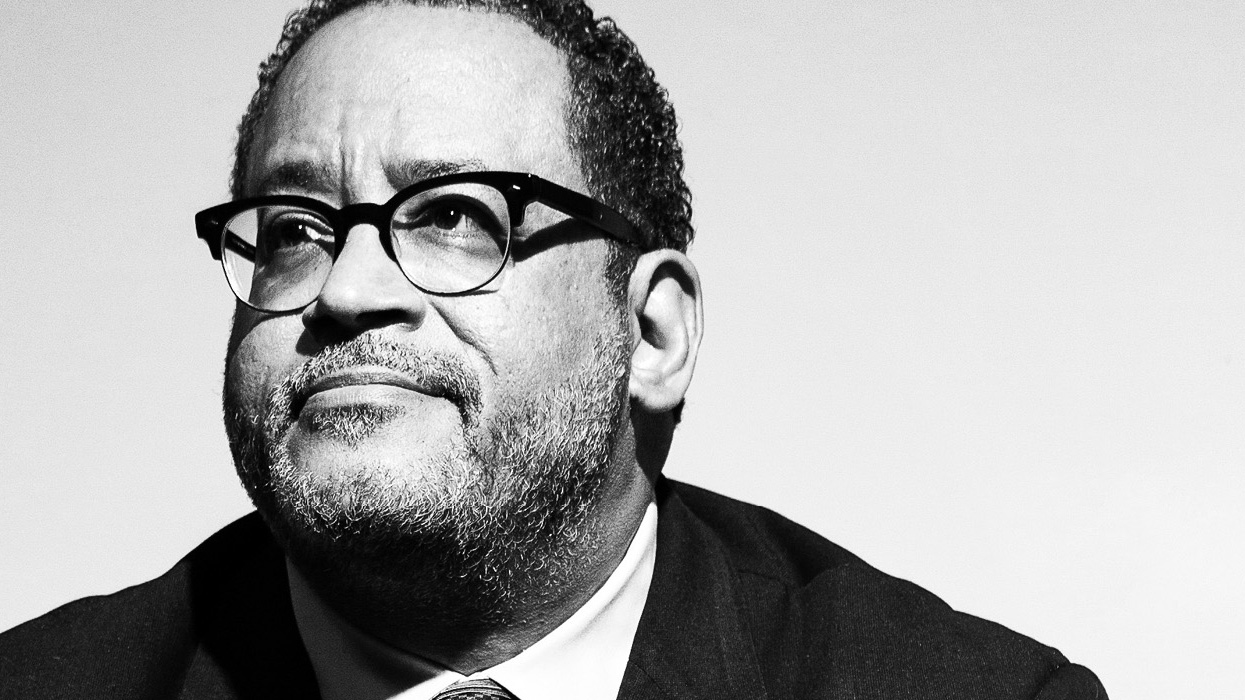 close up black and white photo of Michael Eric Dyson
