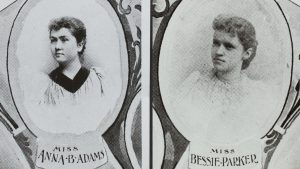 black and white images of the first two female Ua students