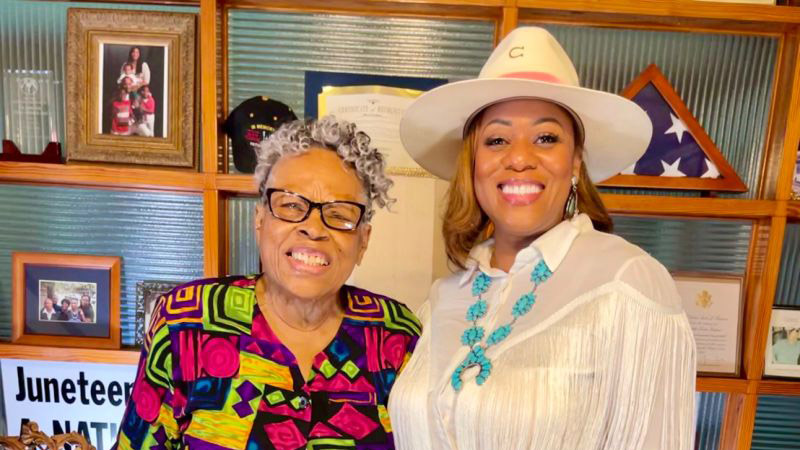 Juneteenth activist Opal Lee and Dr. Nikita Harris, assistant professor of communication and chair of the Juneteenth observation for BFSA.