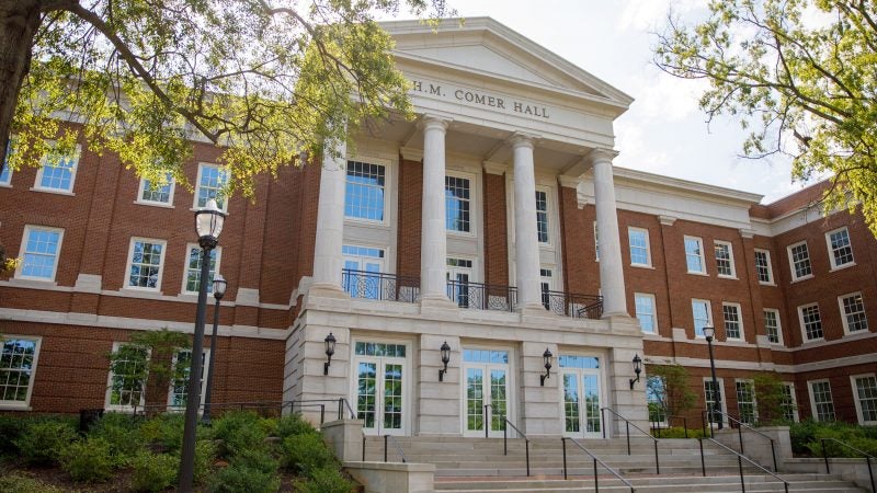 The front exterior of the College of Engineering's H M Comer Hall