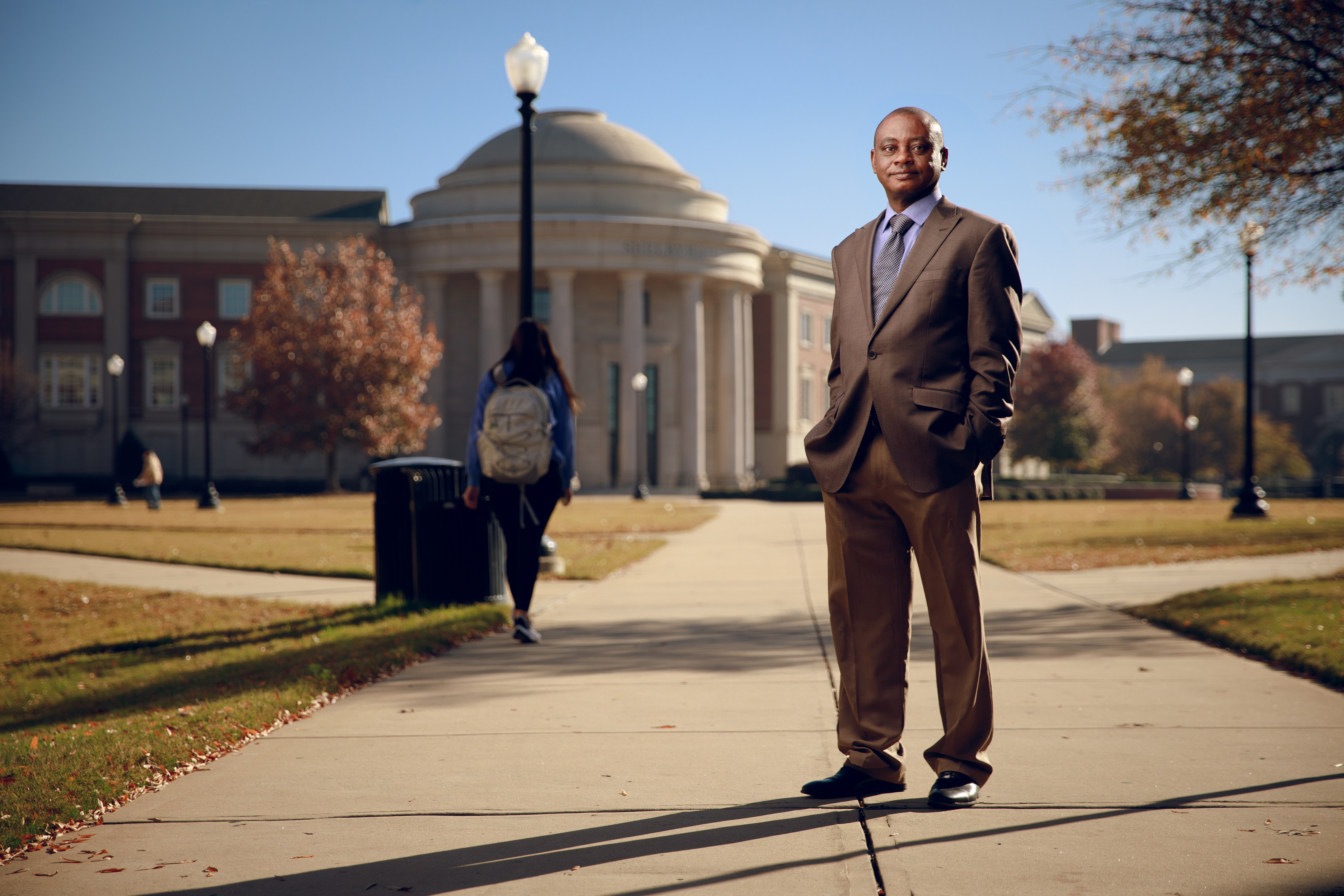William Agyemang standing in Shelby Quad