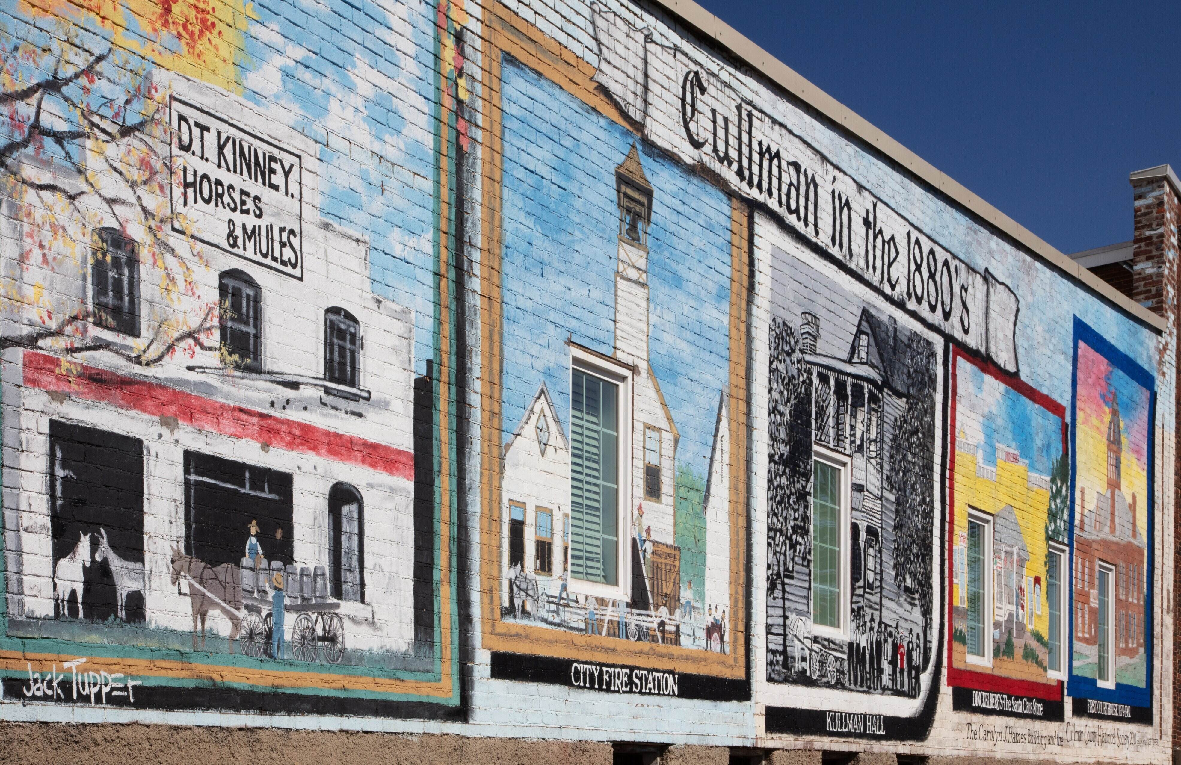 Wall mural of Cullman in the 1880s in Cullman County by artist Jack Tupper, 2010 