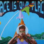 Mural of Space is Our Place in Madison County, by artist Jahni Moore, 2018