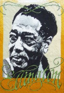 needlepoint image of Duke Ellington