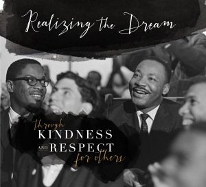Dr. Martin Luther King Jr. and the Realizing the Dream theme and logo