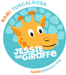 On a teal circle, a cartoon giraffe is featured with the text "Jessie the Giraffe"