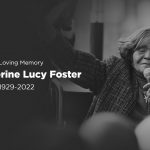 Text that reads In Loving Memory Dr. Autherine Lucy Foster 1929-2022