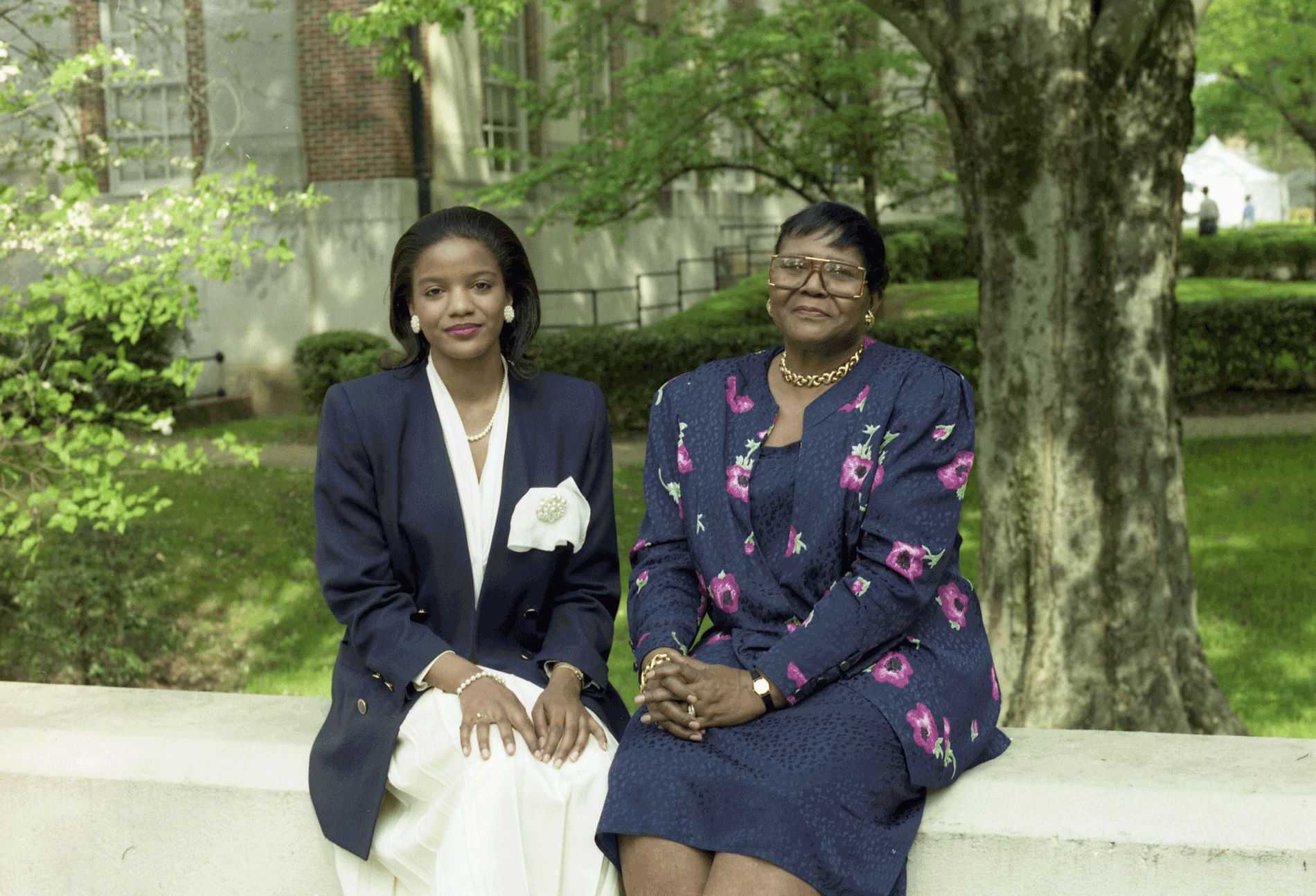 Autherine Lucy Foster with her daughter, Grazia, on campus