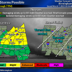 A map of Alabama showing a slight risk for severe weather for Monday, March 7