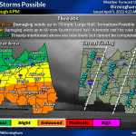 A map of Alabama showing Tuscaloosa County in a slight risk for severe weather for Tuesday, April 5.