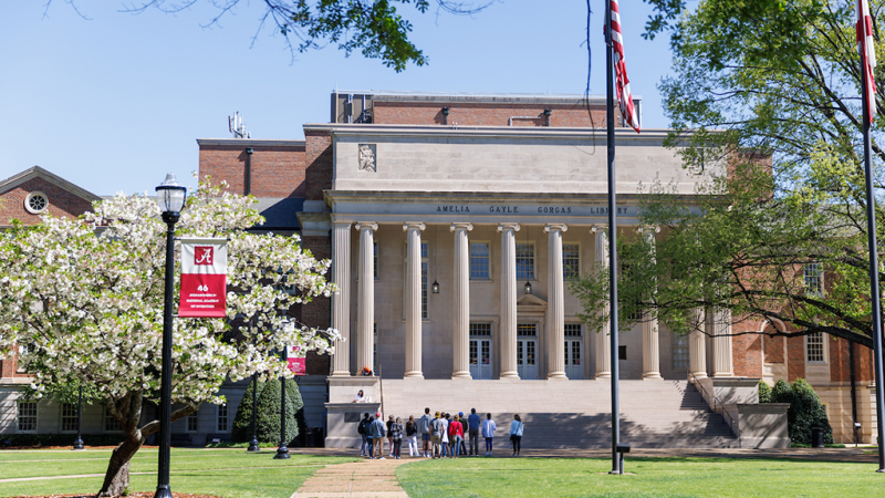 The exterior of the Gorgas Library at The University of Alabama.