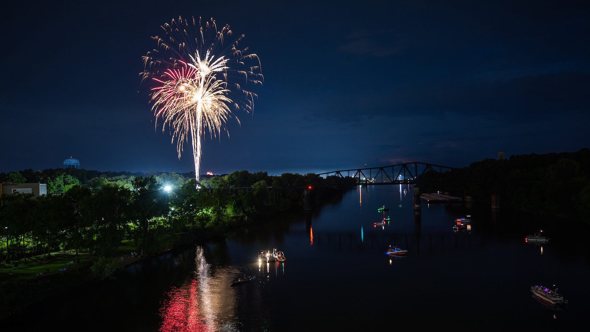fireworks over the Black Warrior River
