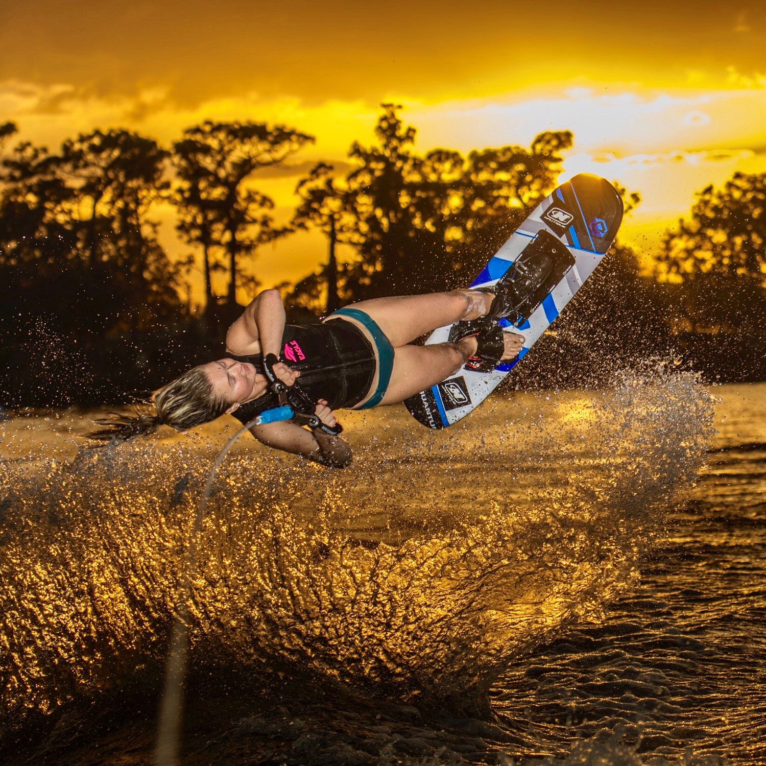 Anna Gay performing a trick on her water skis