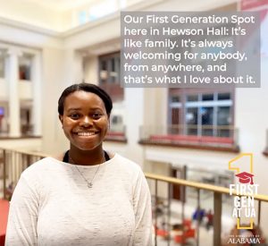 Aliayah Coleman at the First Generation Spot in Hewson Hall.