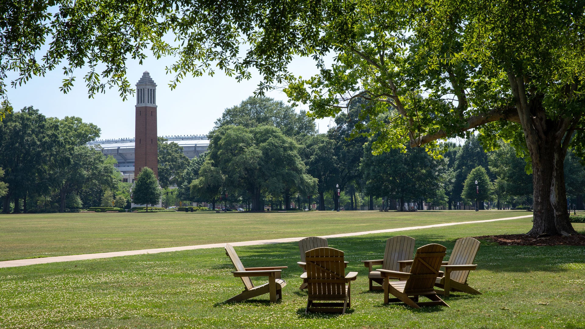 adirondak chairs on the quad