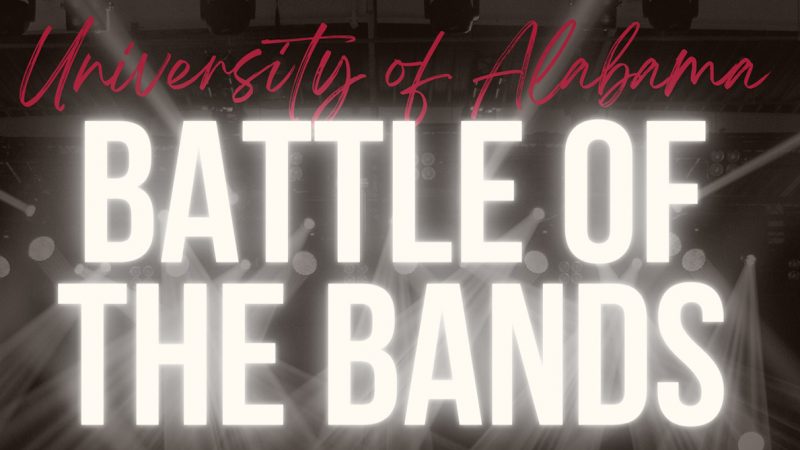 Image of stage lights and the words Battle of the Bands.