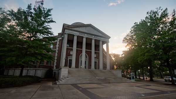 The exterior of Reese-Phifer Hall on the campus of The University of Alabama.