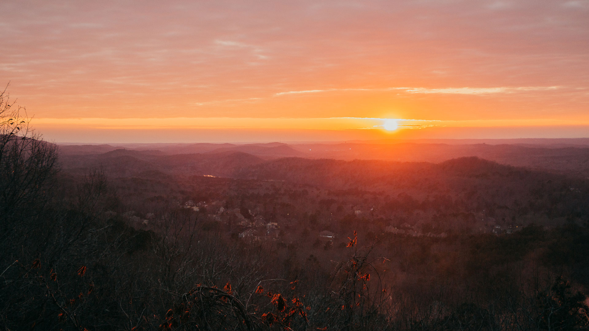 a sunset from a mountaintop in Alabama