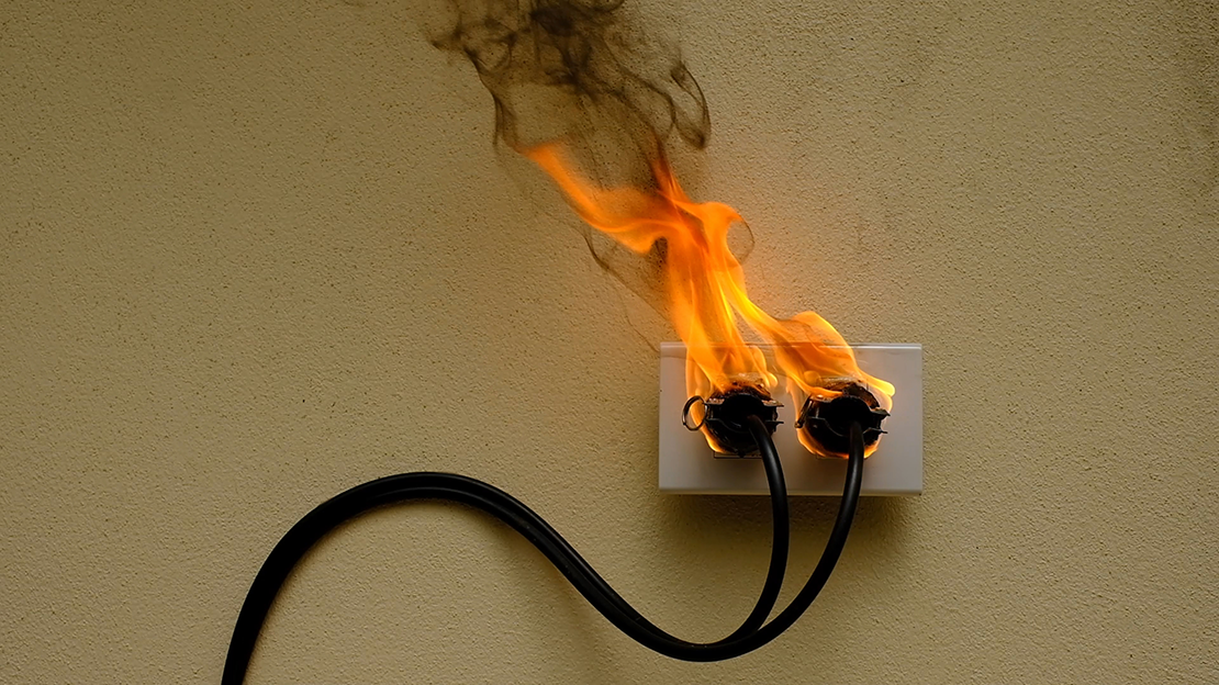 a fire coming from an electrical outlet
