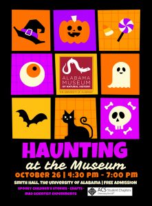 The Haunting at the Museum poster with event information