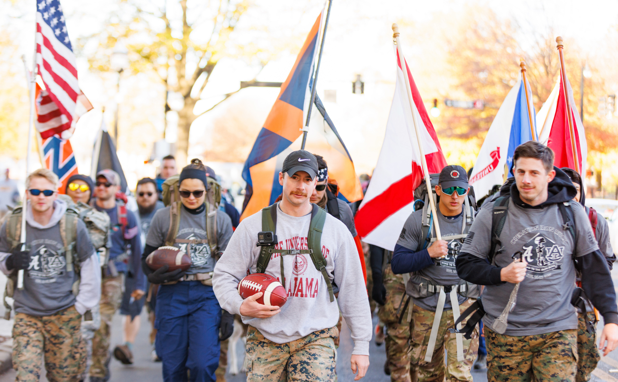 Student veterans marching in Operation Iron Ruck