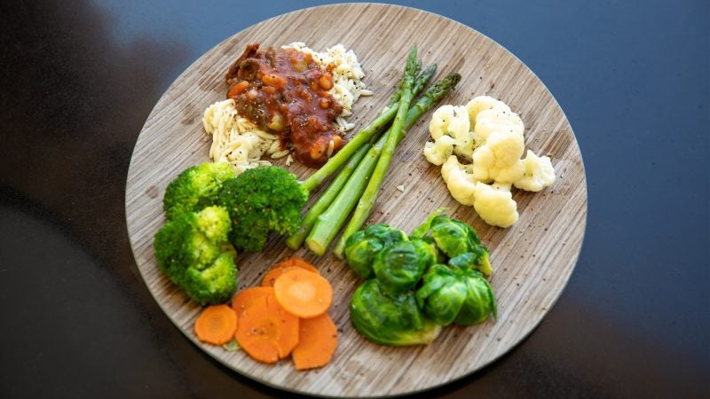 A plate of food with vegetables