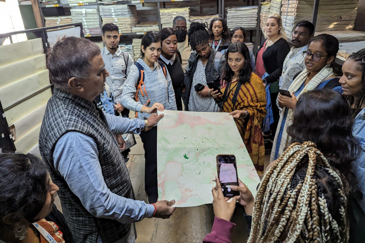 Participants touring the Kalamkush Handmade Paper Centre