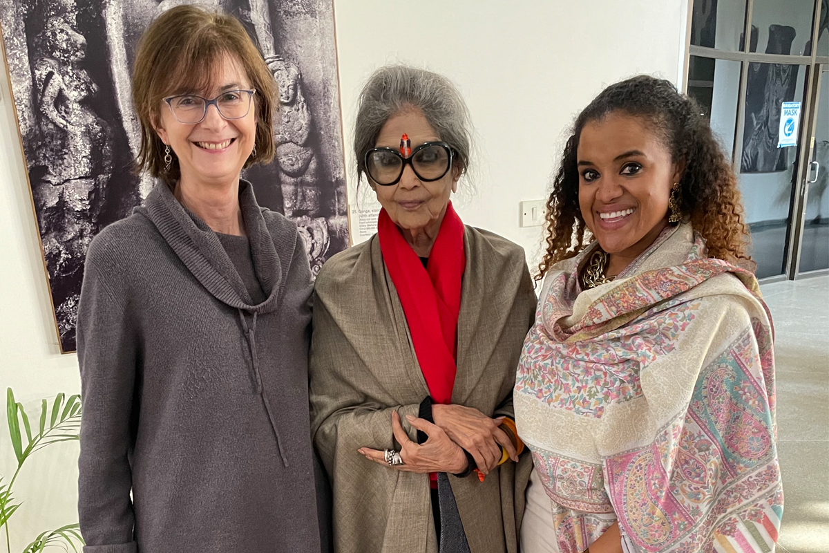 Joy Burnham; Madam Tara Gandhi Bhattacharjee, granddaughter of Mahatma Gandhi; and Sylvia Hollins.