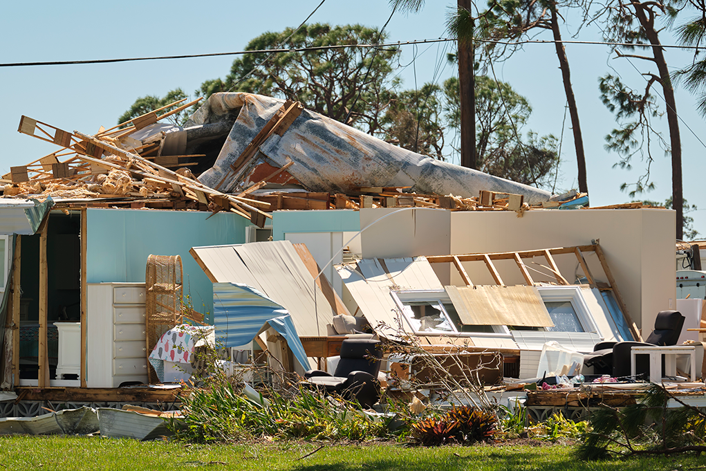 A home that has been destroyed by a tornado.