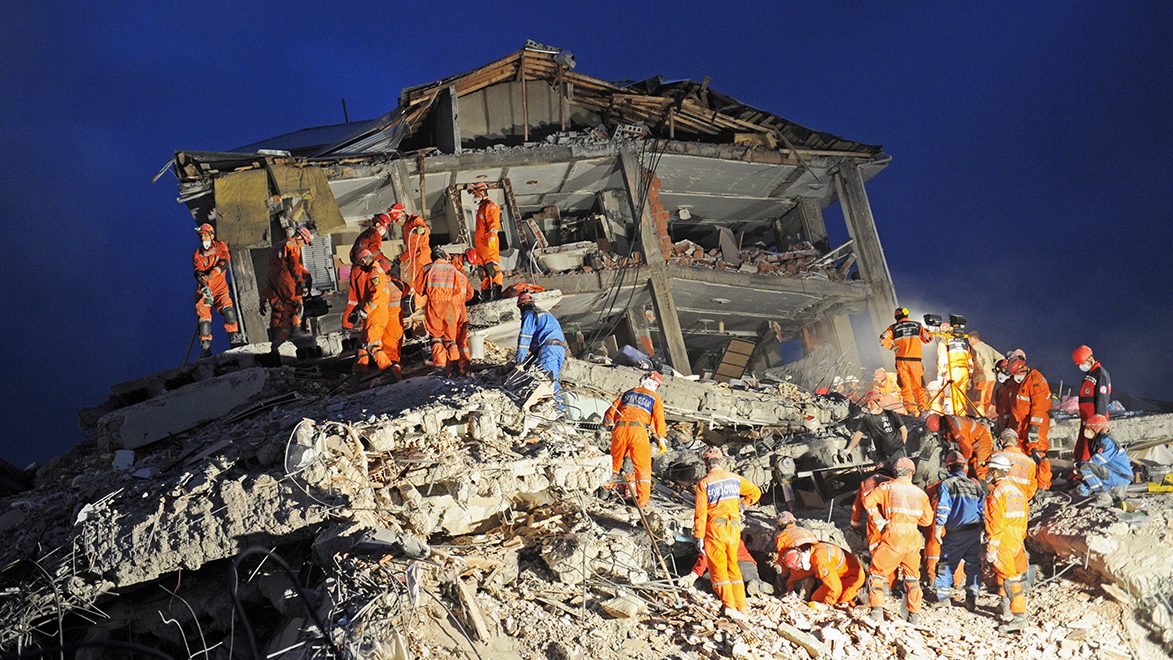Houses damaged by the earthquake in Turkey.