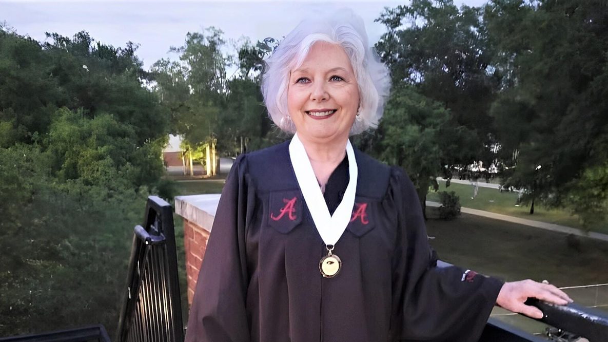 Elaine Smith in her graduation gown