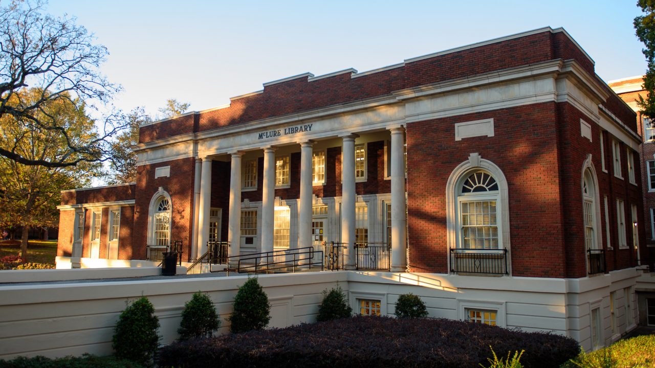 The front exterior of McLure Library