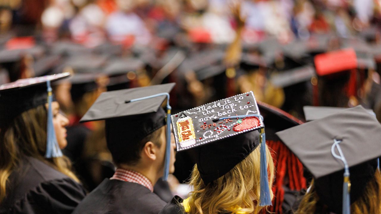 close up of a decorated graduation cap