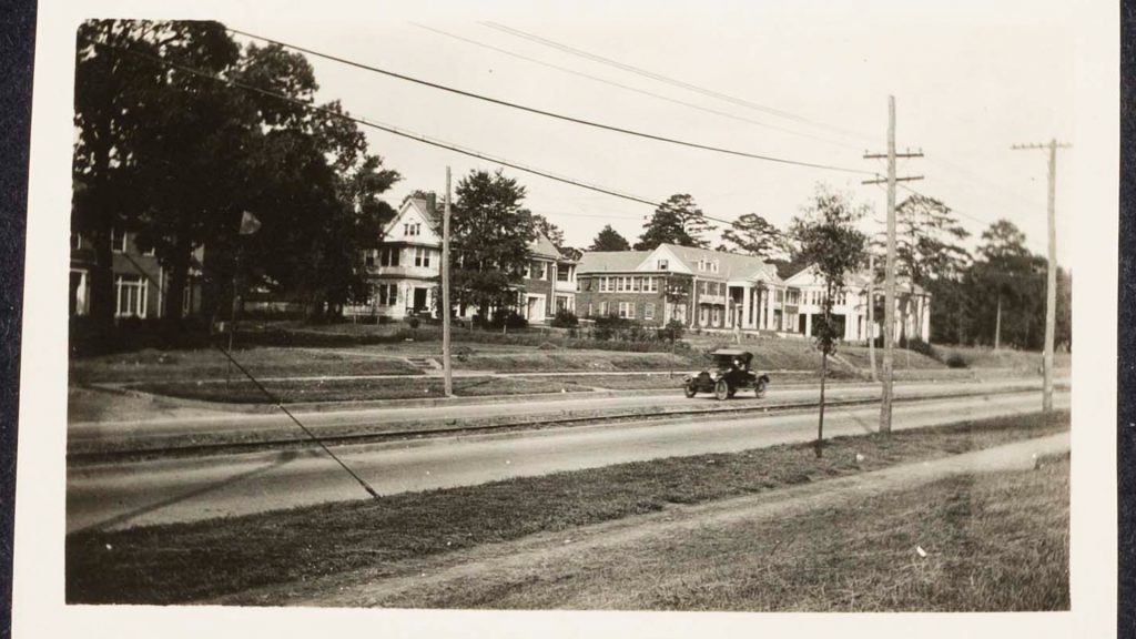 The trolley line on University Boulevard in the 1920s
